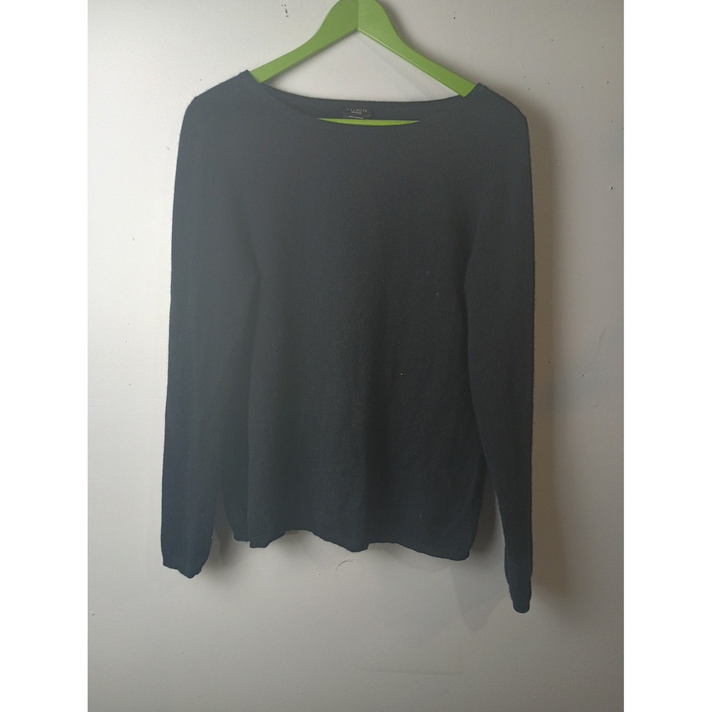 Talbots Pure Cashmere Sweater Black Boat Neck Long Sleeve Knit Top Womens Large